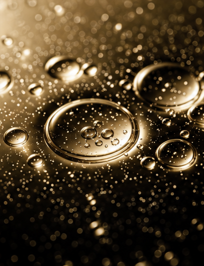 Golden oil droplets